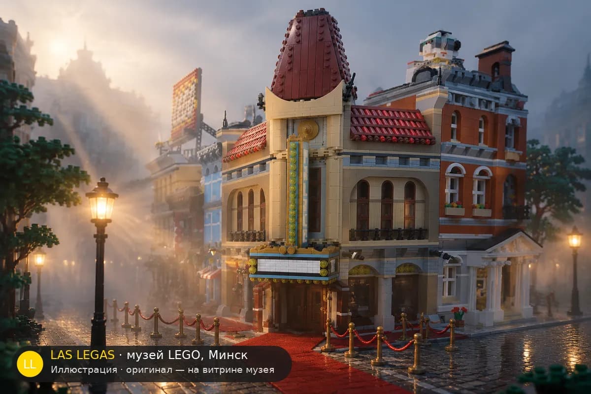 Иллюстрация: LEGO 10232 Кинотеатр «Палас» в диораме своего сюжета
