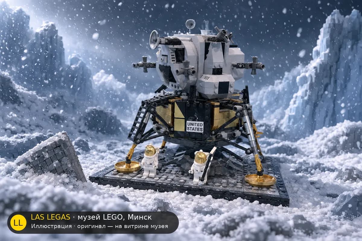 Иллюстрация: LEGO 10266 Лунный модуль NASA Apollo 11 в диораме своего сюжета