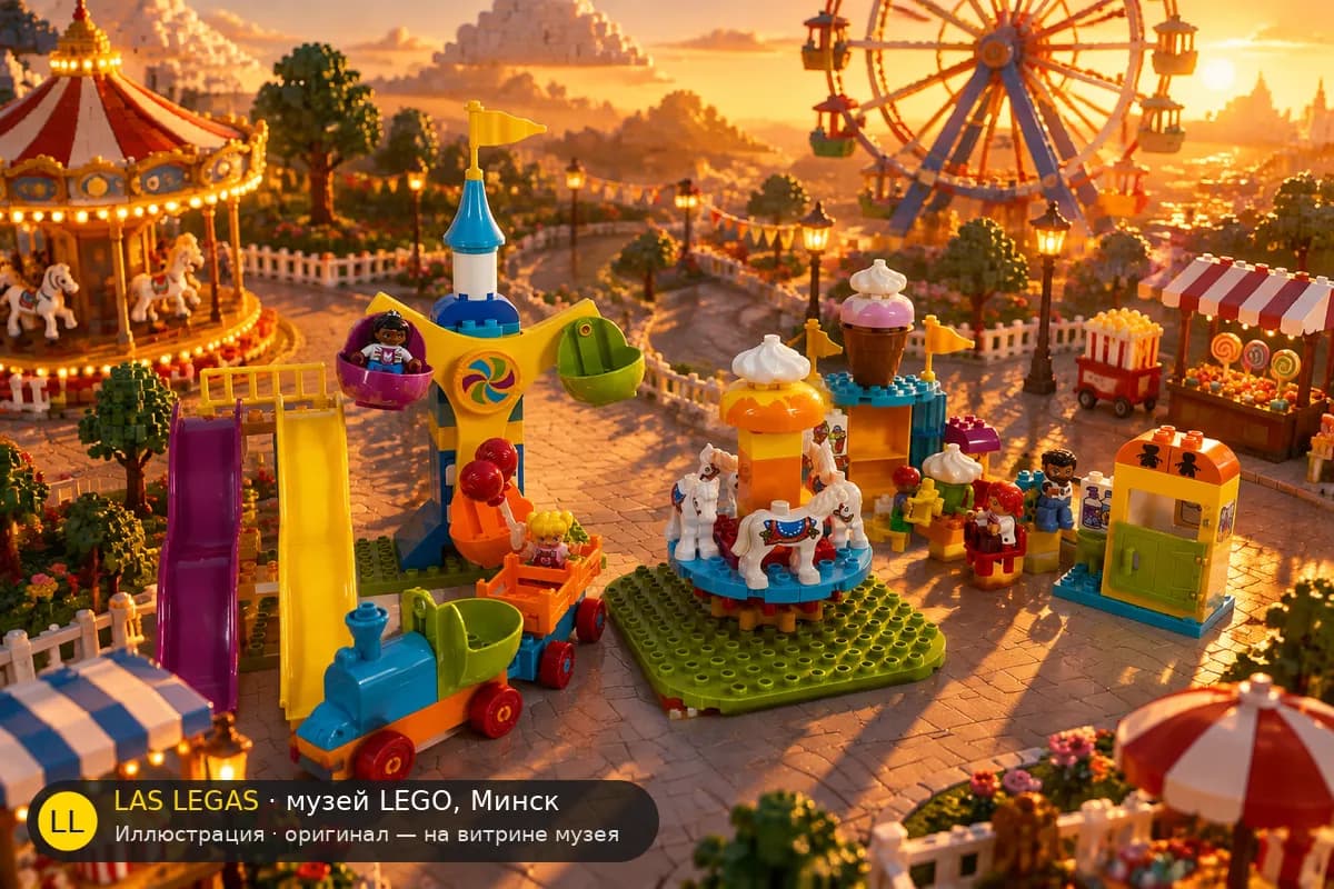 Иллюстрация: LEGO 10840 Большая ярмарка в диораме своего сюжета