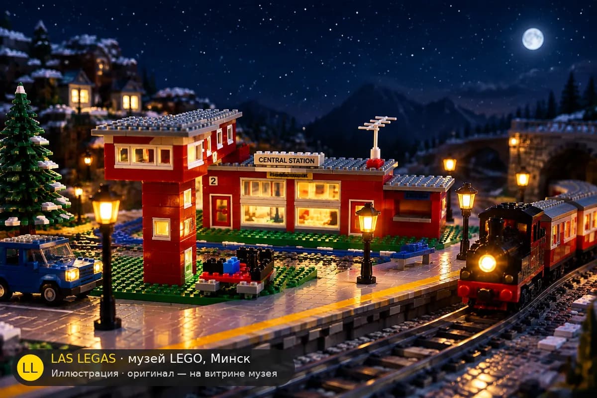 Иллюстрация: LEGO 148 Вокзал в диораме своего сюжета