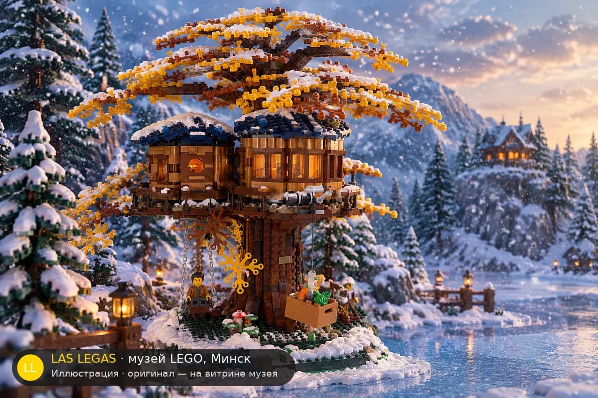 Иллюстрация: LEGO 21318 Дом на дереве в диораме своего сюжета