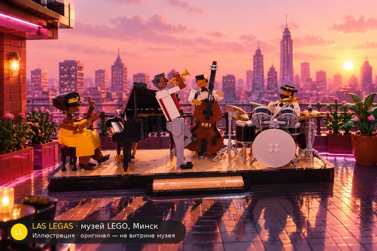 Иллюстрация: LEGO 21334 Джазовый квартет в диораме своего сюжета