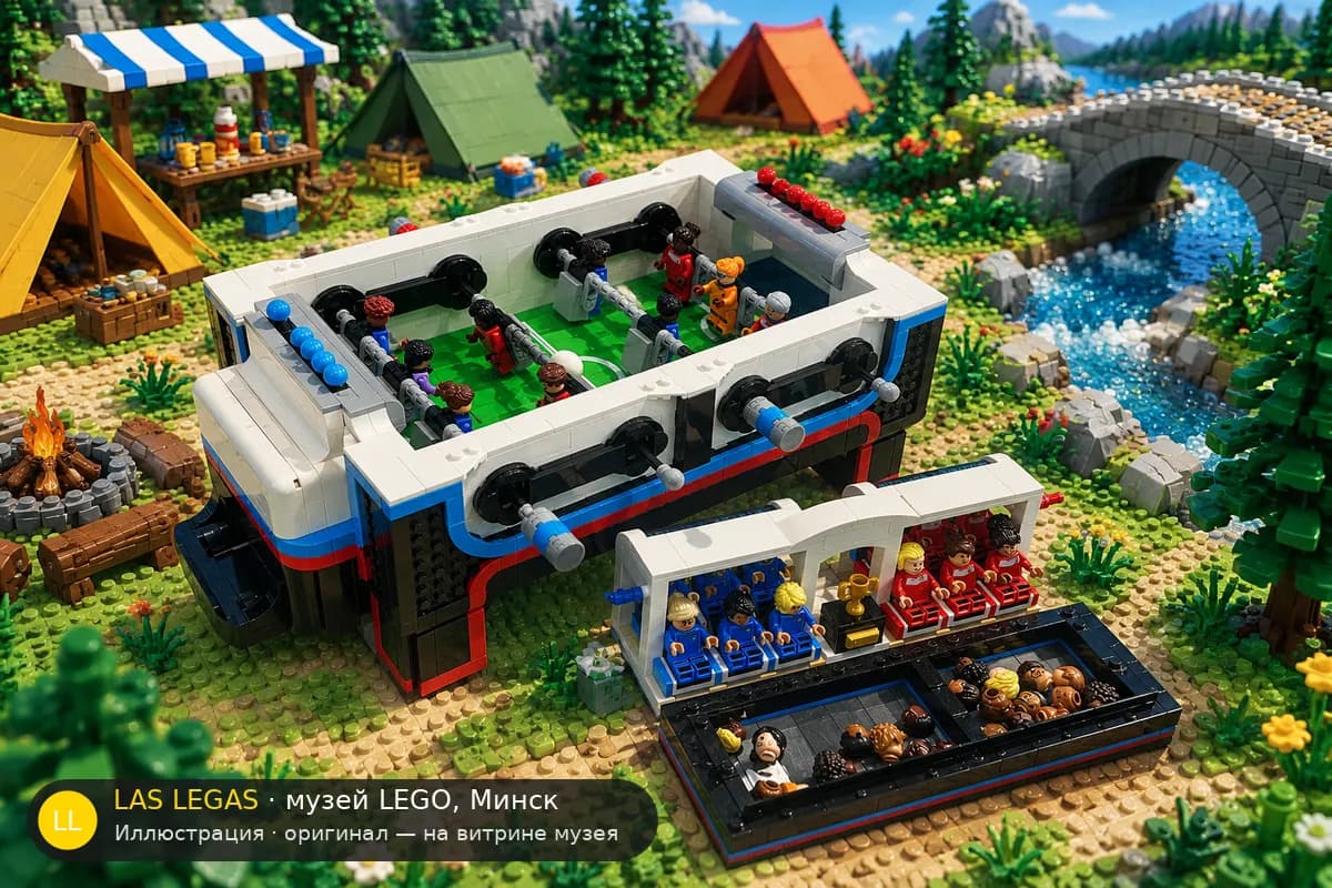 Иллюстрация: LEGO 21337 Настольный футбол в диораме своего сюжета