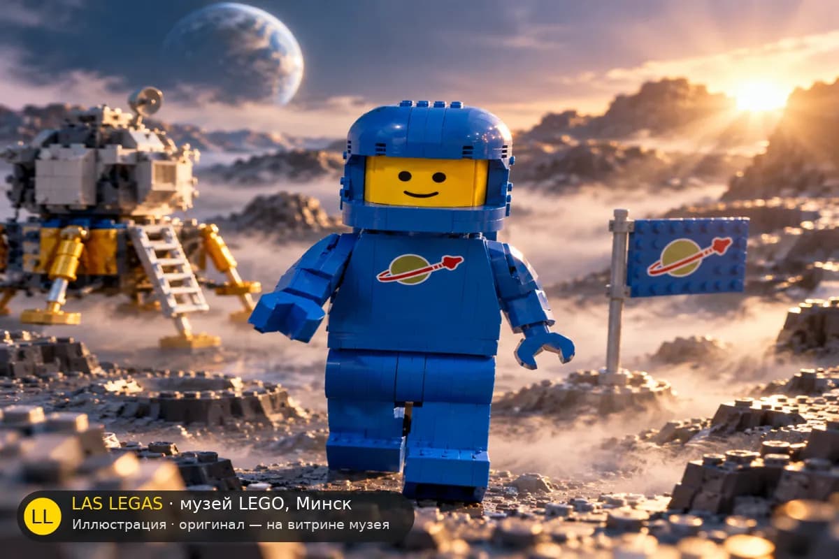 Иллюстрация: LEGO 40921 Увеличенная минифигурка синего астронавта в диораме своего сюжета