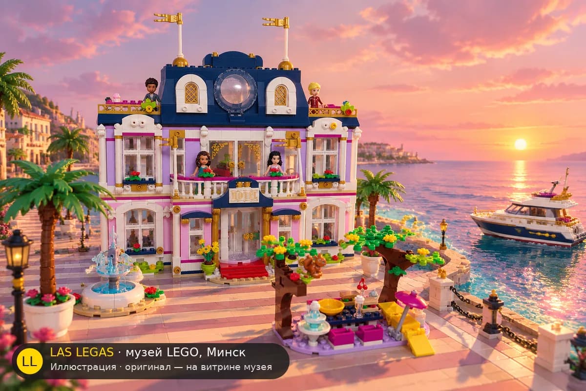 Иллюстрация: LEGO 41684 Отель Хартлейк-Сити в диораме своего сюжета