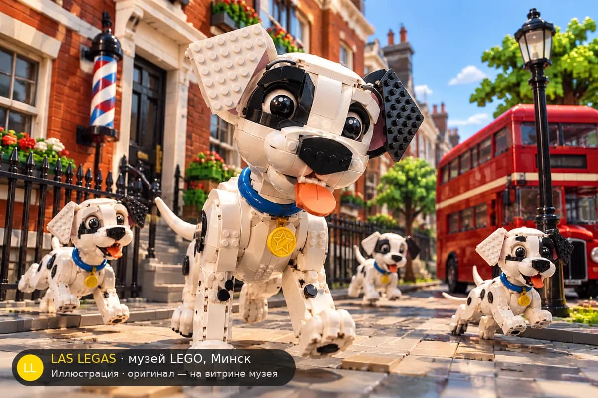 Иллюстрация: LEGO 43269 101 далматинец: щенок в диораме своего сюжета