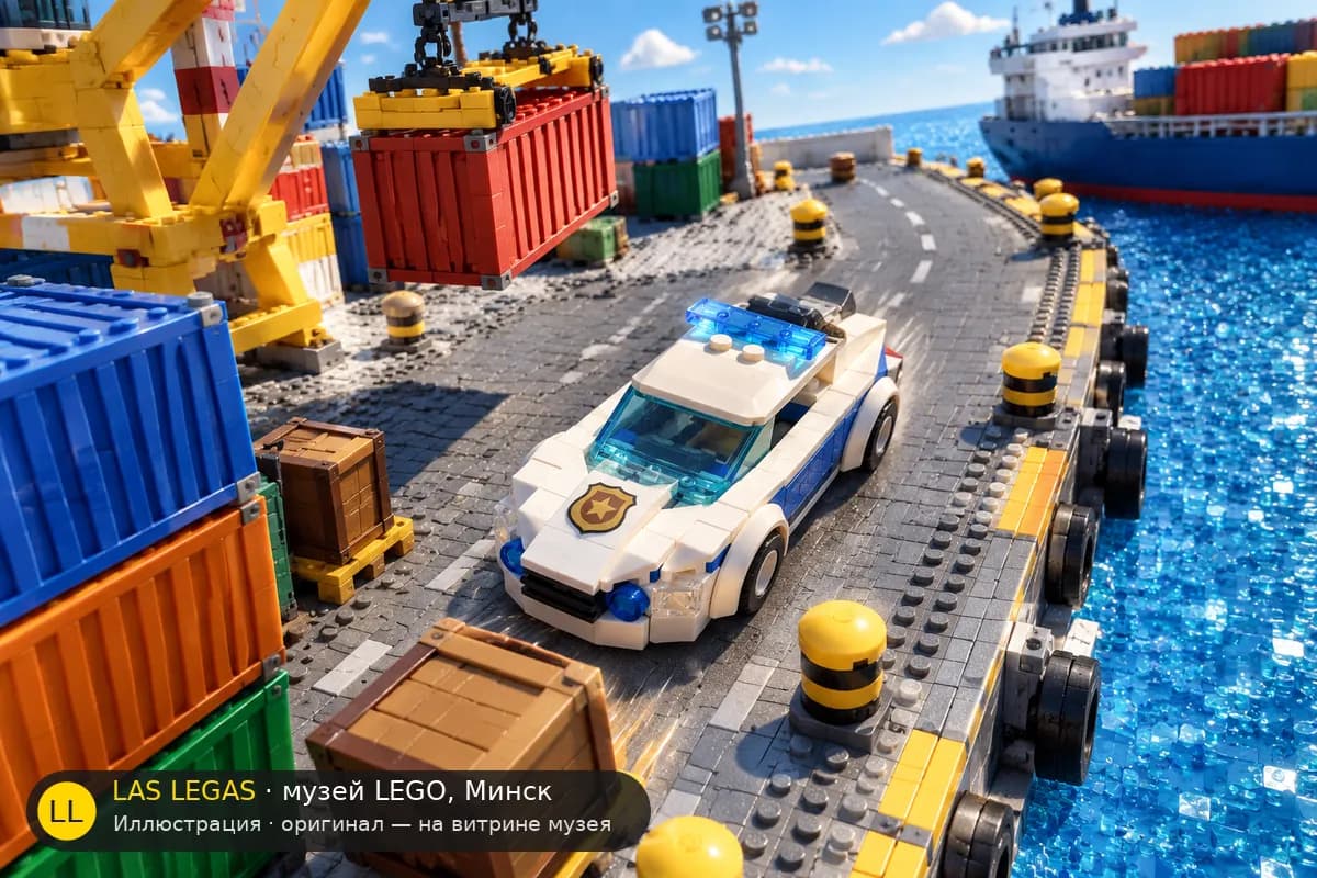 Иллюстрация: LEGO 60239 Полицейская патрульная машина в диораме своего сюжета