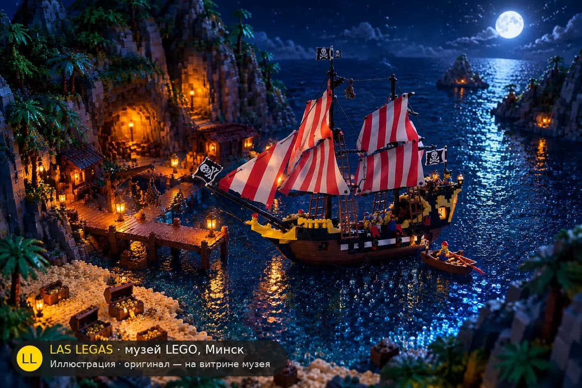 Иллюстрация: LEGO 6285 Чёрная Барракуда в диораме своего сюжета