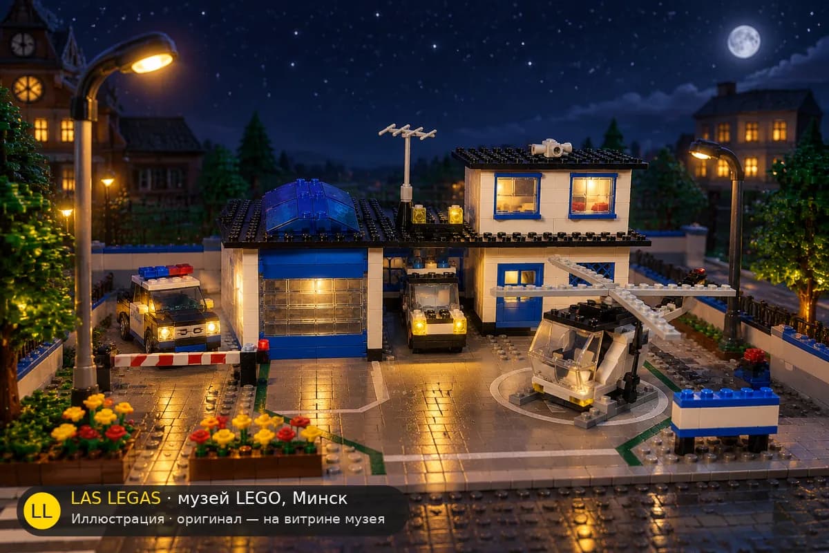 Иллюстрация: LEGO 6384 Полицейский участок в диораме своего сюжета