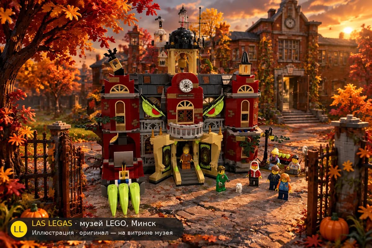 Иллюстрация: LEGO 70425 Школа с привидениями Ньюбери в диораме своего сюжета