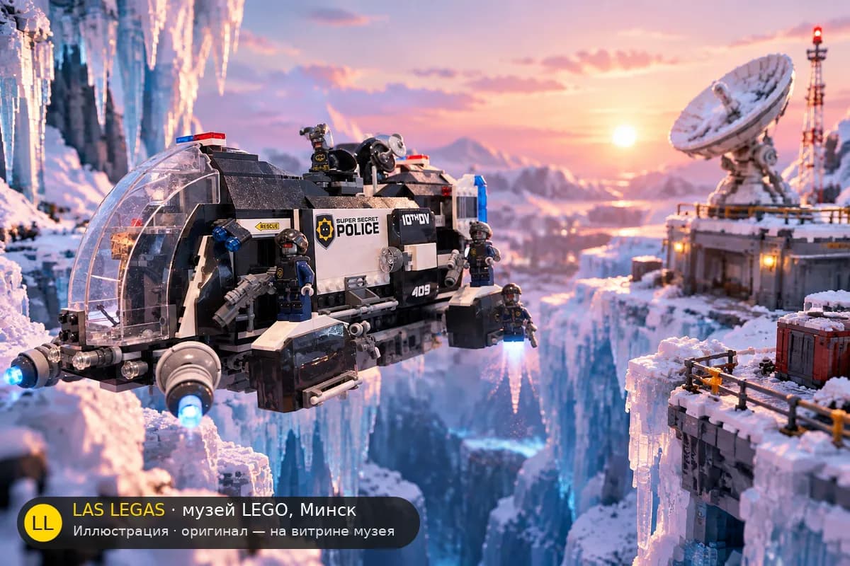 Иллюстрация: LEGO 70815 Суперсекретный полицейский десантный корабль в диораме своего сюжета