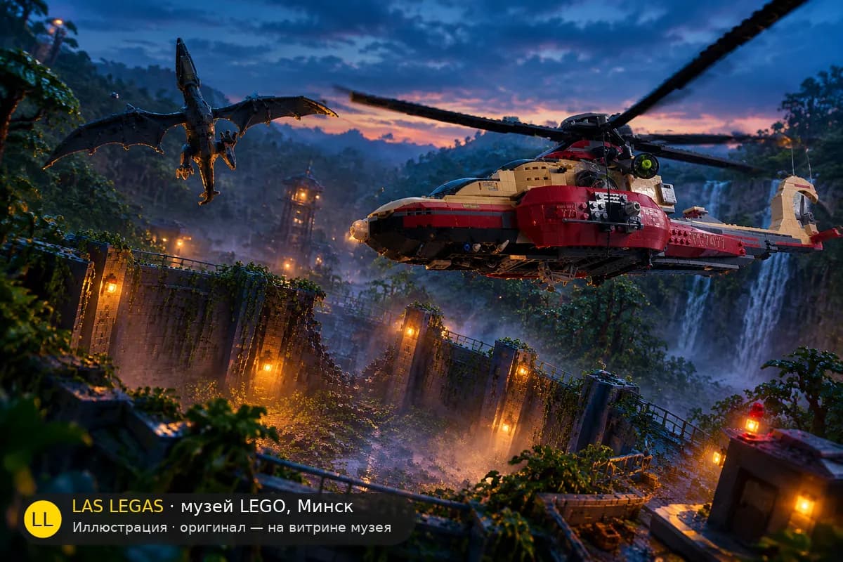 Иллюстрация: LEGO 7298 Дино Воздушный Слежение в диораме своего сюжета