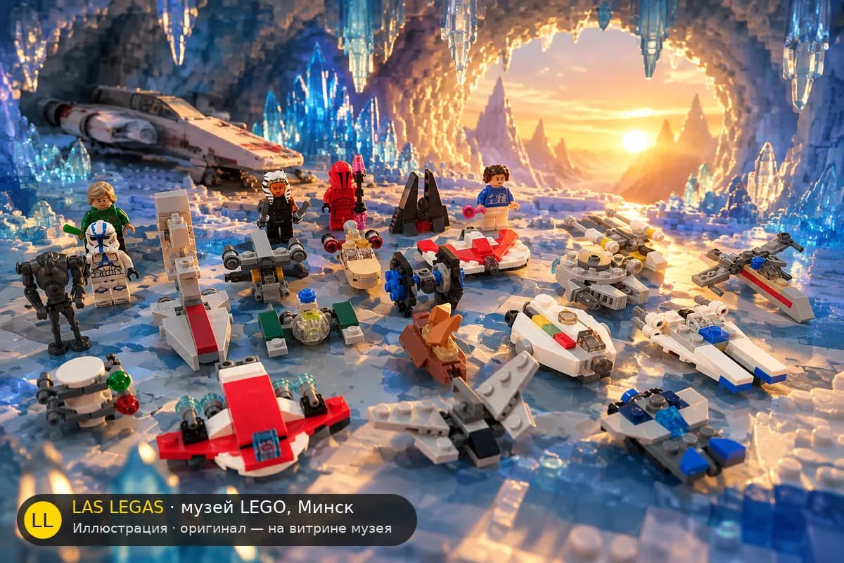 Иллюстрация: LEGO 75395 LEGO Star Wars Advent Calendar 2024 в диораме своего сюжета