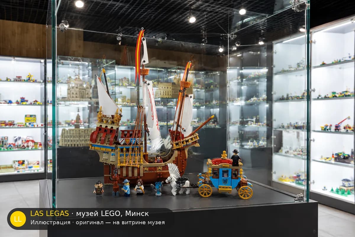 Иллюстрация: LEGO 76440 Турнир Трёх Волшебников: Прибытие на витрине в зале музея Las Legas