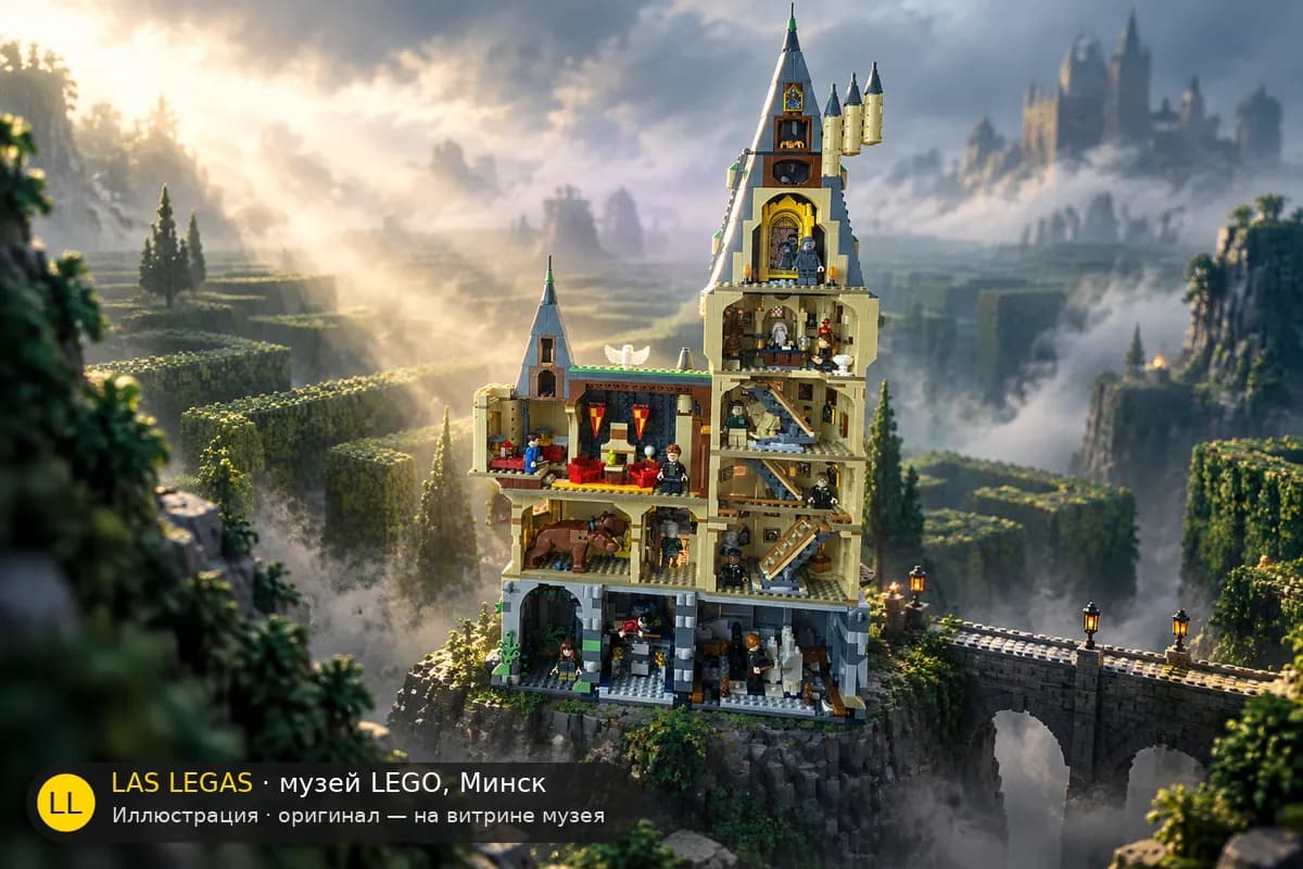 Иллюстрация: LEGO 76454 Хогвартс: Главная башня в диораме своего сюжета