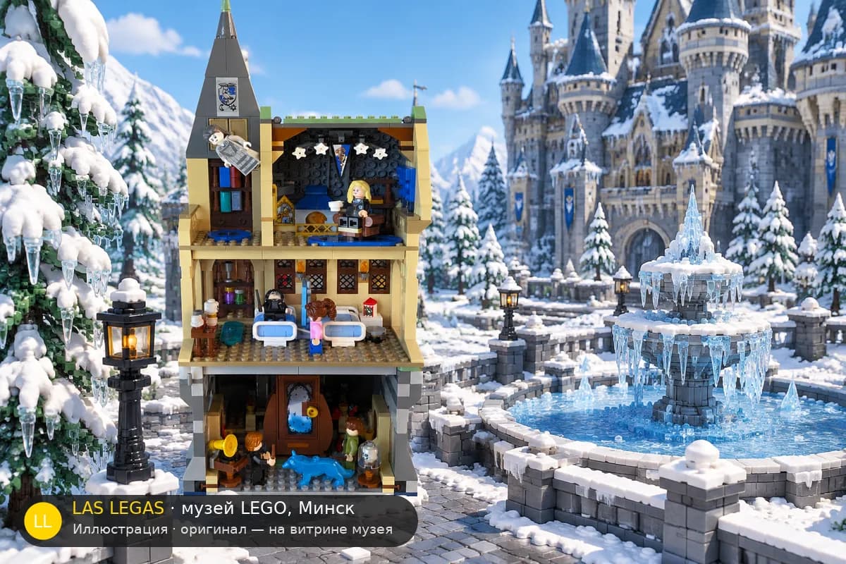 Иллюстрация: LEGO 76463 Хогвартс: Больничное крыло в диораме своего сюжета