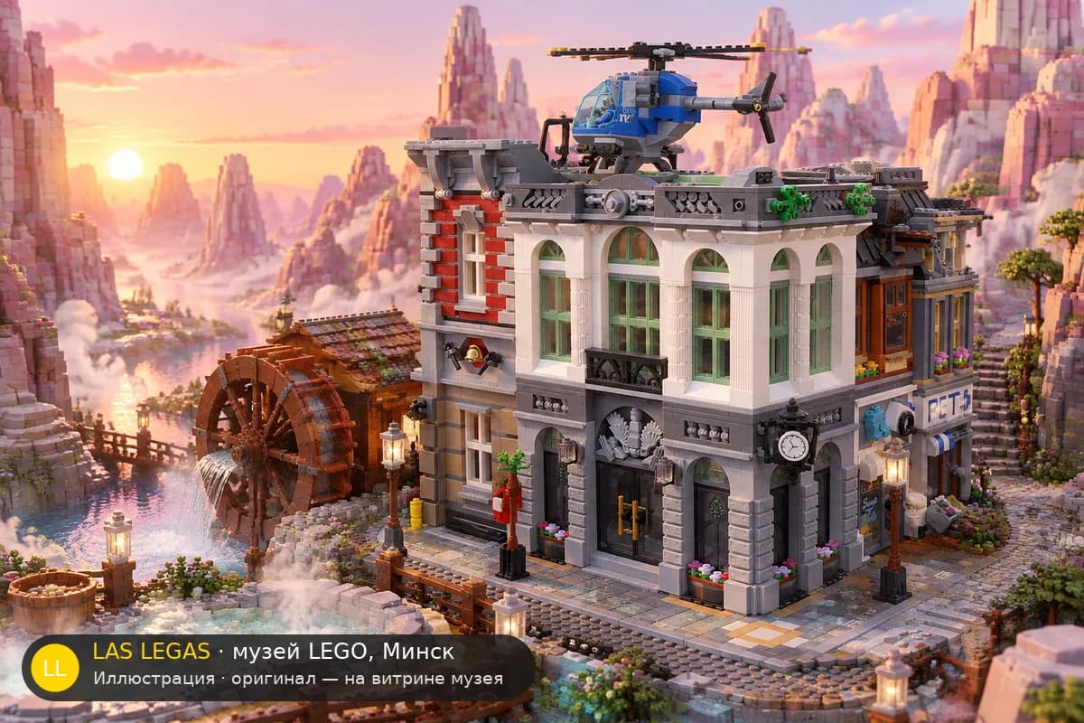 Иллюстрация: LEGO 10251 Банк в диораме своего сюжета