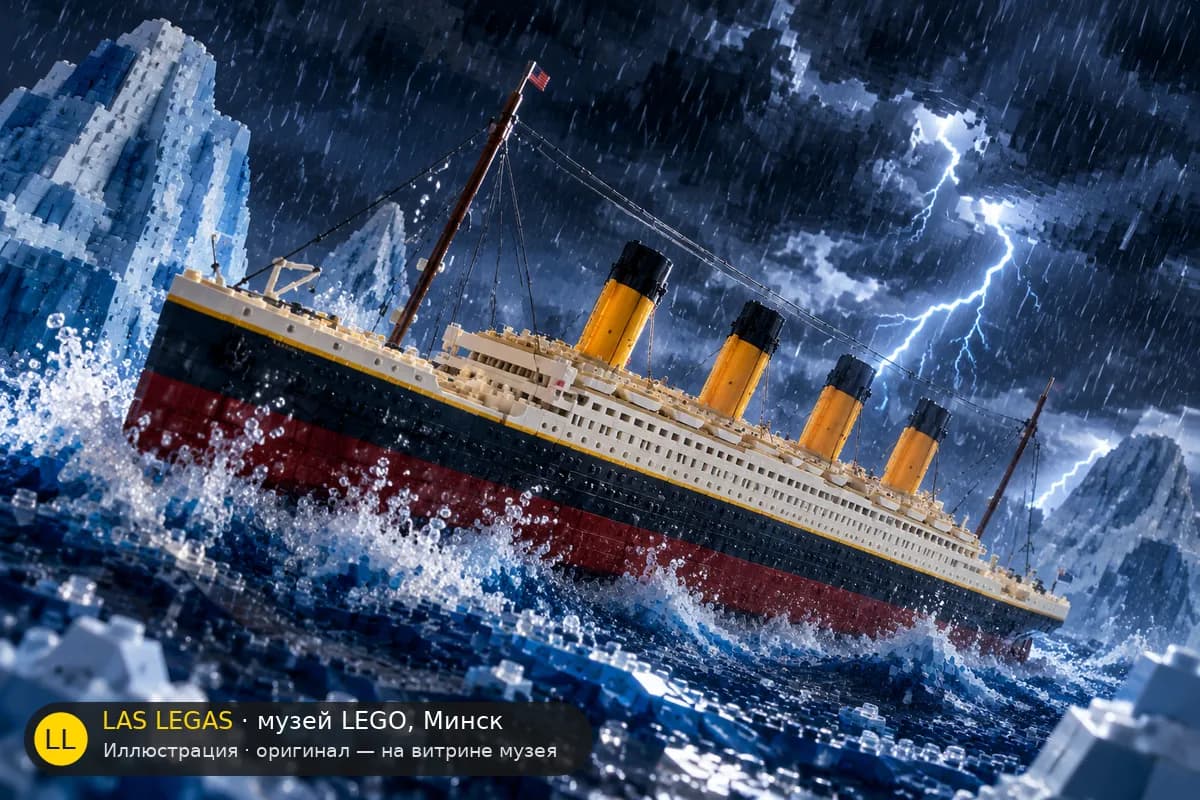 Иллюстрация: LEGO 10294 Титаник в диораме своего сюжета