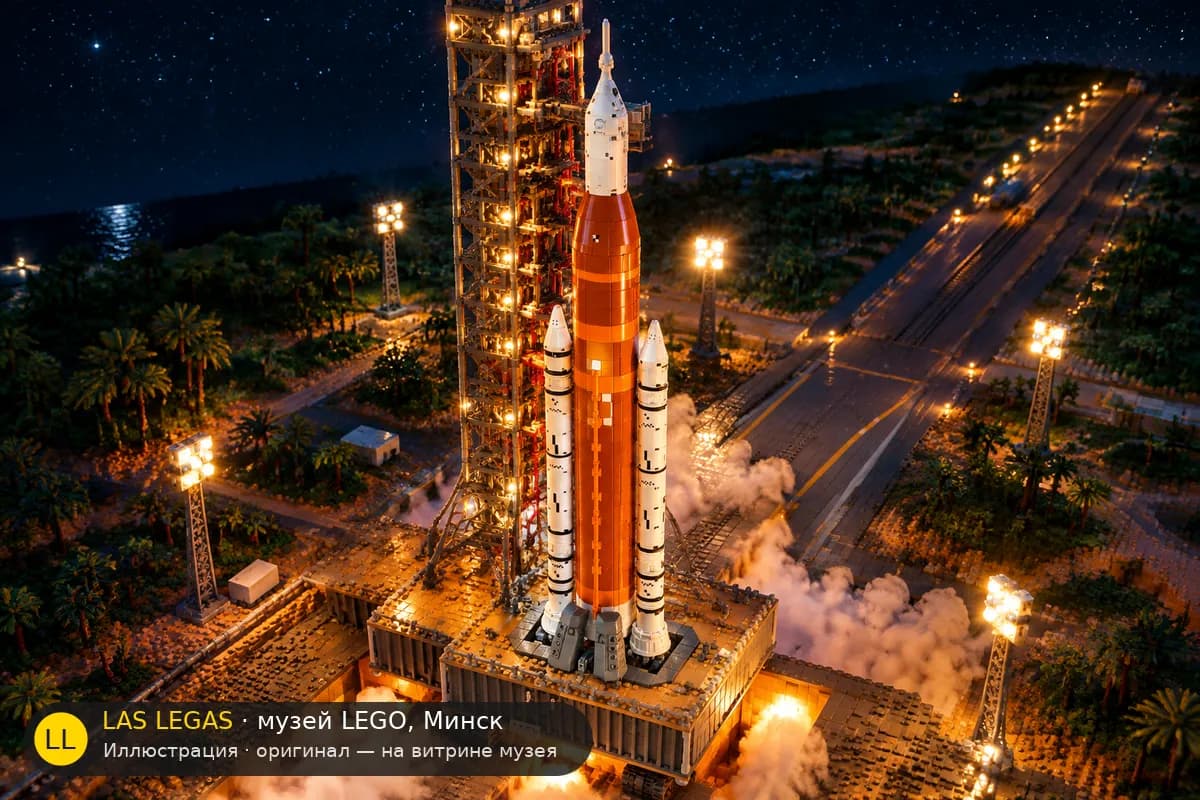 Иллюстрация: LEGO 10341 NASA Artemis: система космического запуска в диораме своего сюжета