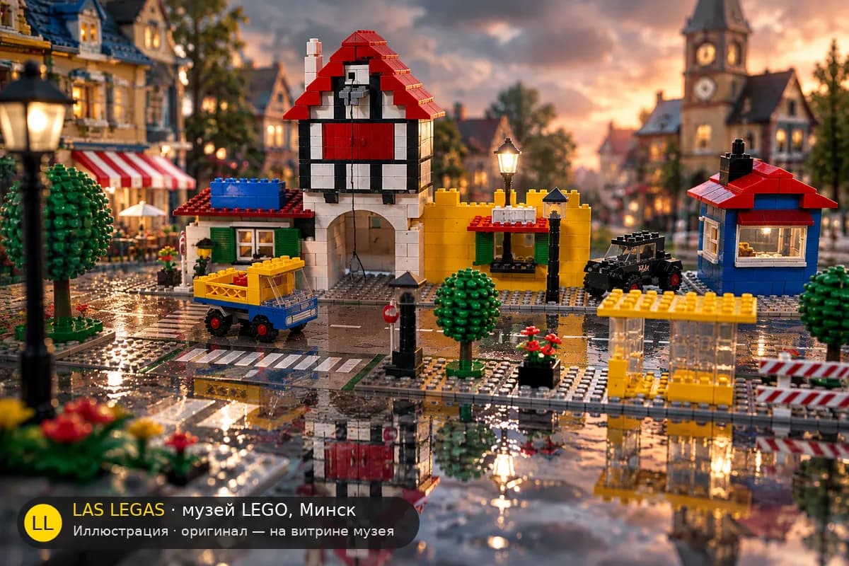 Иллюстрация: LEGO 1589 Городская площадь в диораме своего сюжета
