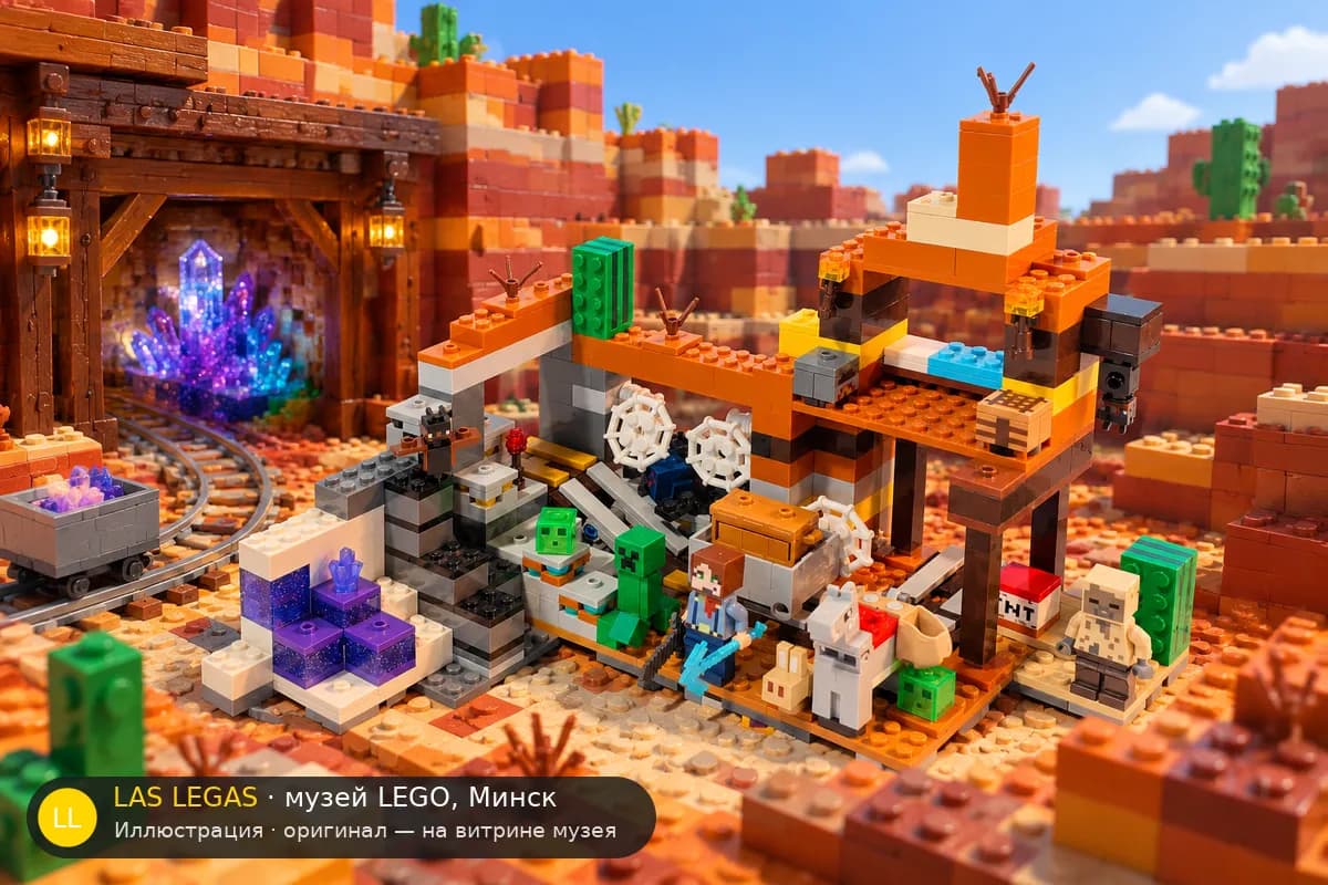 Иллюстрация: LEGO 21263 Заброшенная шахта в Бедлендах в диораме своего сюжета