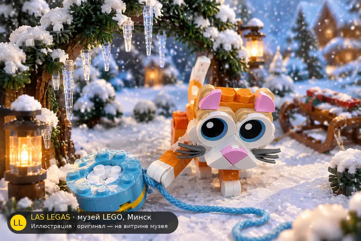 Иллюстрация: LEGO 30714 Оранжевый кот в диораме своего сюжета