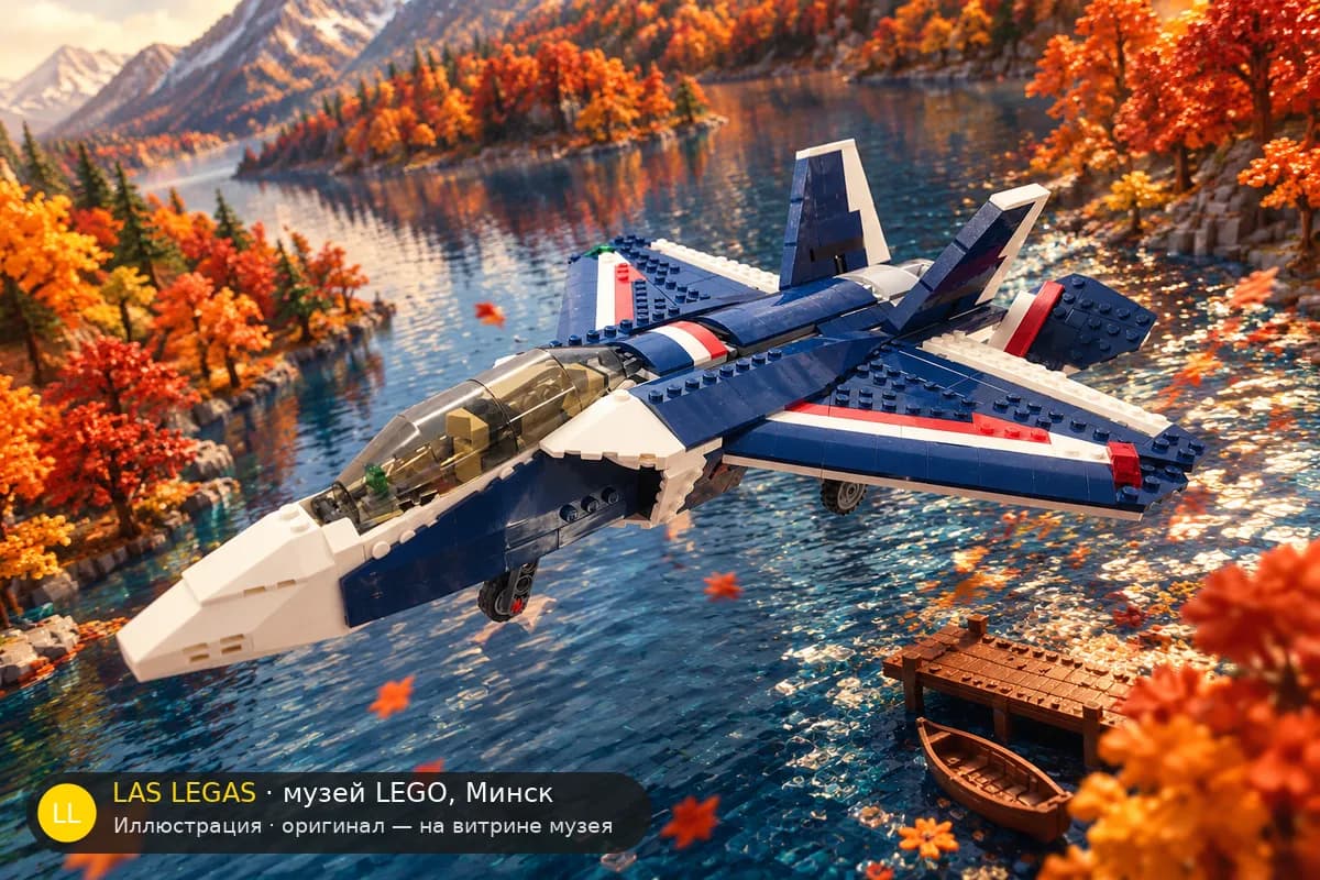 Иллюстрация: LEGO 31039 Синий реактивный самолёт в диораме своего сюжета