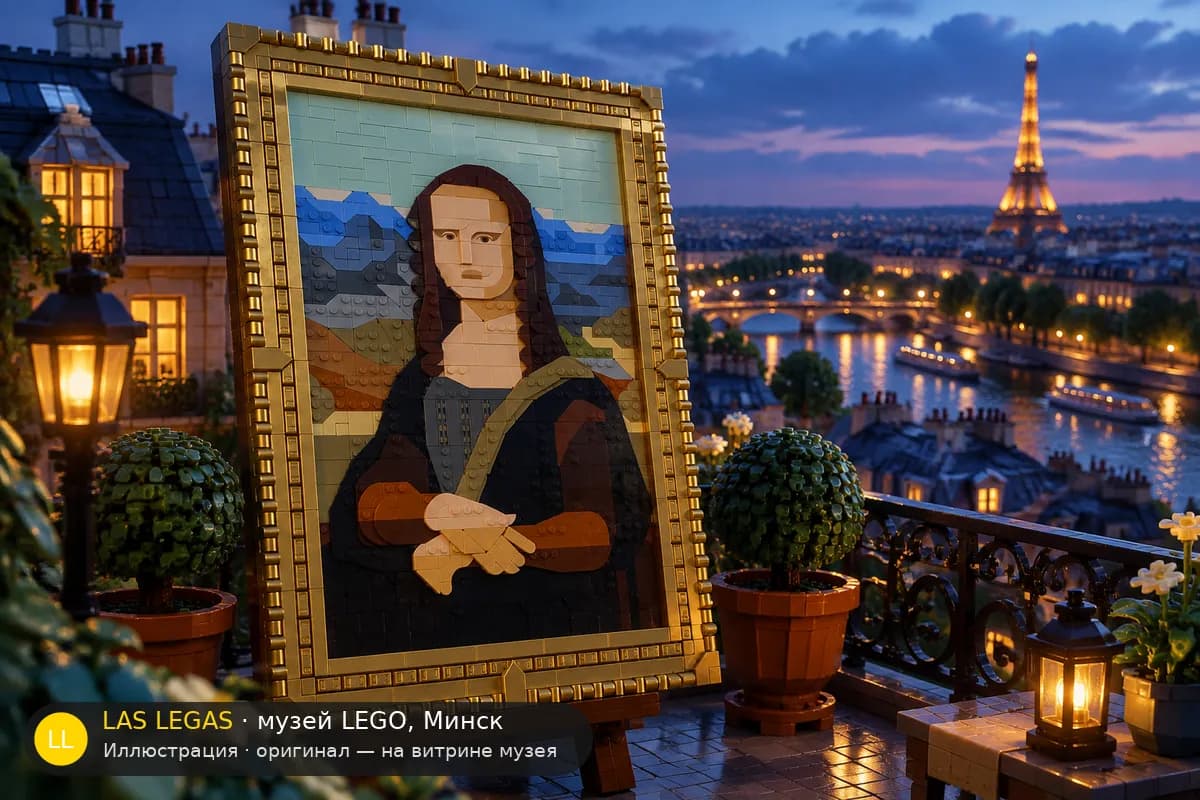 Иллюстрация: LEGO 31213 Мона Лиза в диораме своего сюжета