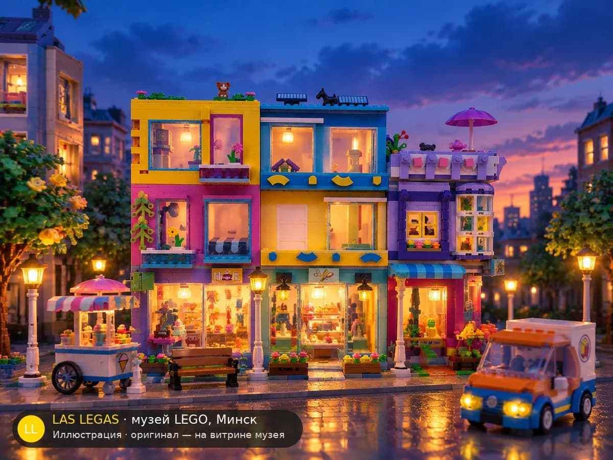 Иллюстрация: LEGO 41704 Главная улица в диораме своего сюжета