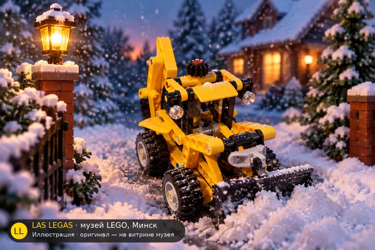 Иллюстрация: LEGO 42197 Экскаватор-погрузчик в диораме своего сюжета