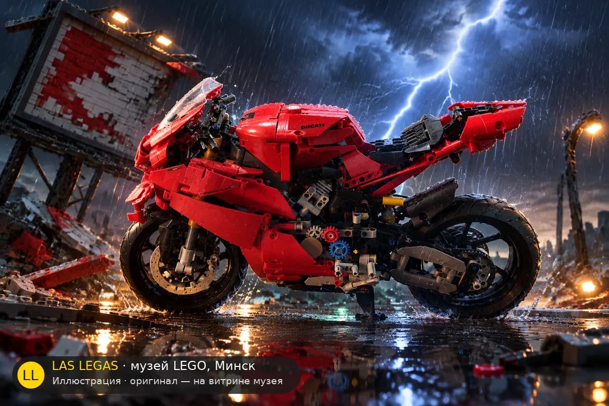 Иллюстрация: LEGO 42202 Ducati Panigale V4 S Motorcycle в диораме своего сюжета