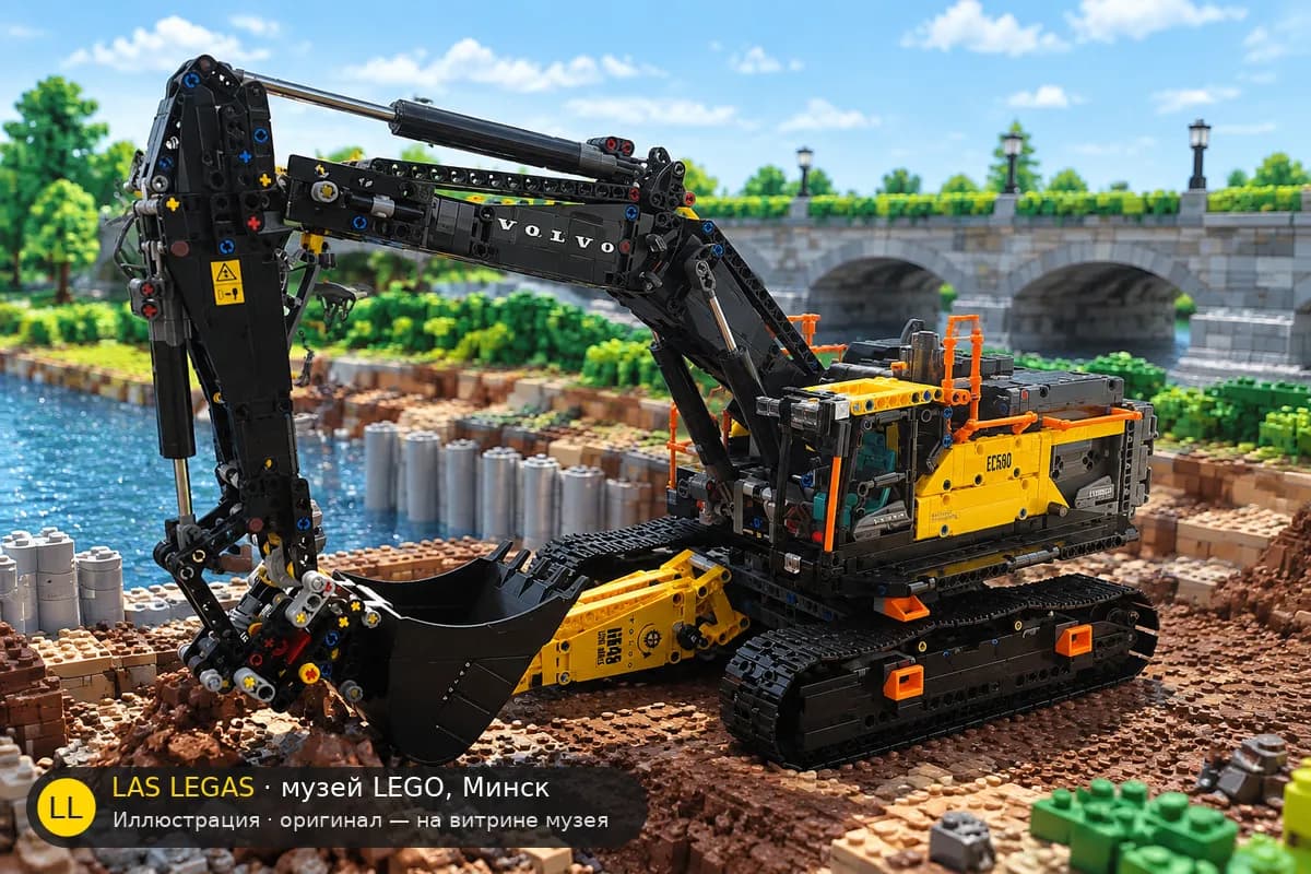 Иллюстрация: LEGO 42215 Гибридный экскаватор Volvo EC500 в диораме своего сюжета