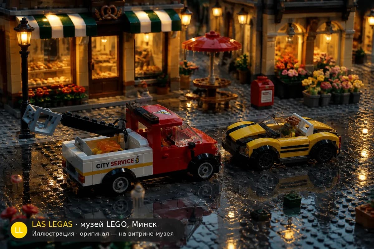 Иллюстрация: LEGO 60306 Городская торговая улица в диораме своего сюжета