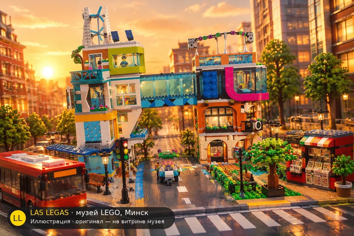 Иллюстрация: LEGO 60380 Городской центр в диораме своего сюжета