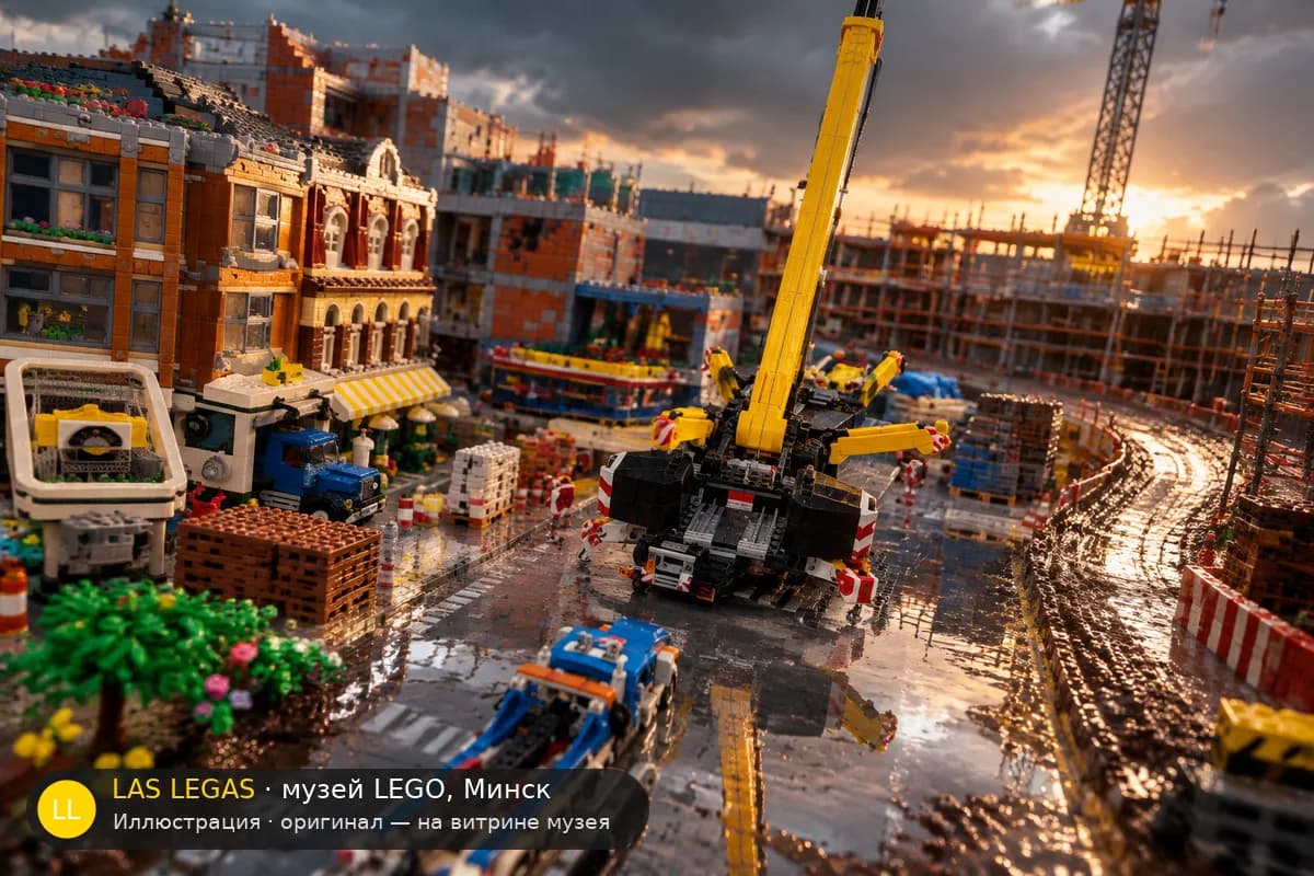 Иллюстрация: LEGO 60409 Мобильный строительный кран в диораме своего сюжета