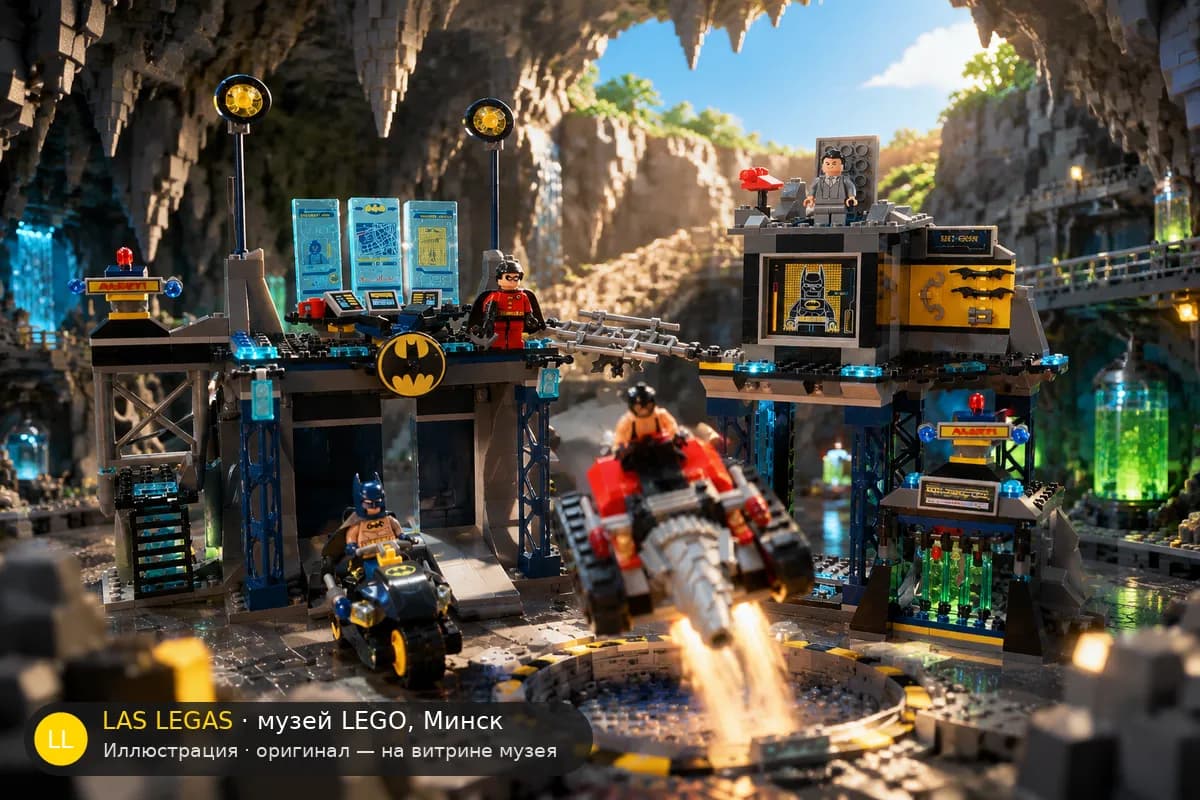 Иллюстрация: LEGO 6860 Бэтпещера в диораме своего сюжета