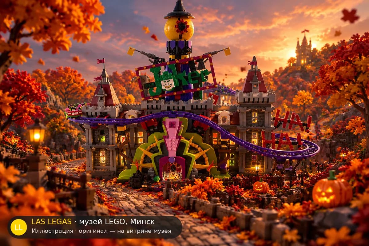Иллюстрация: LEGO 70922 Поместье Джокера в диораме своего сюжета