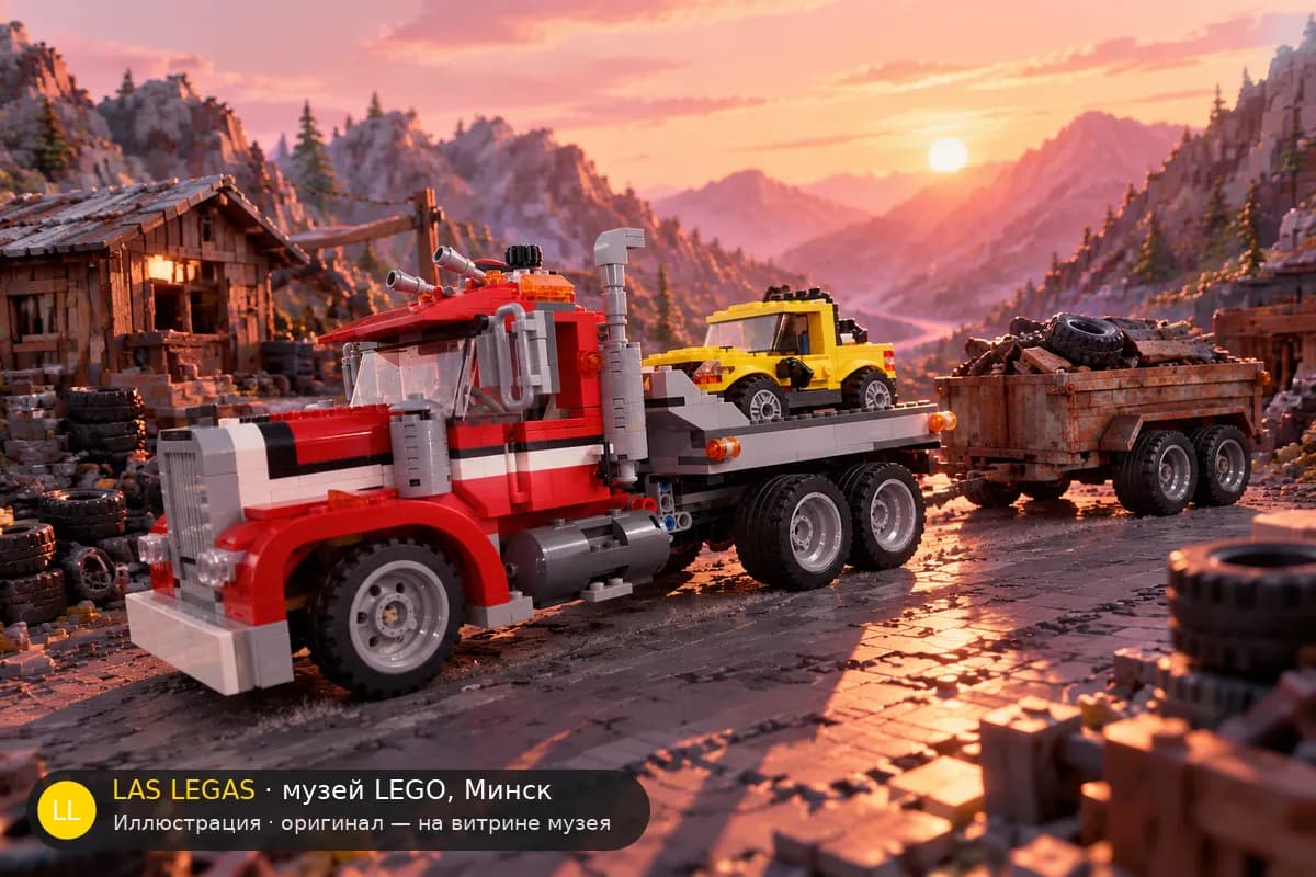 Иллюстрация: LEGO 7347 Highway Pickup в диораме своего сюжета