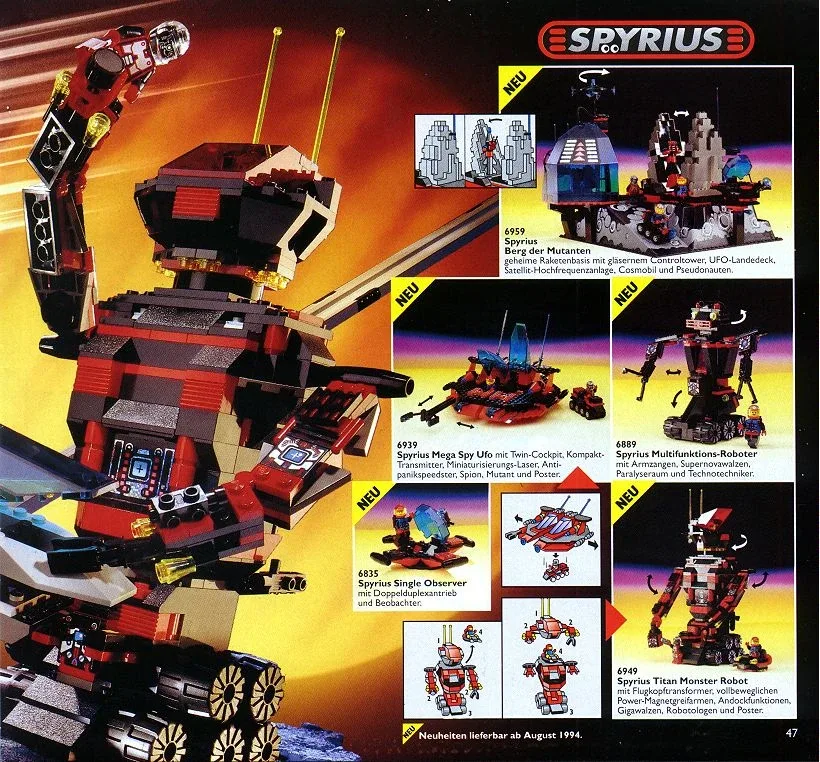 Подсерия Spyrius (1994–1996). Красно-черная палитра, гигантские роботы. Робототехники и шпионы, крадущие чужие технологии