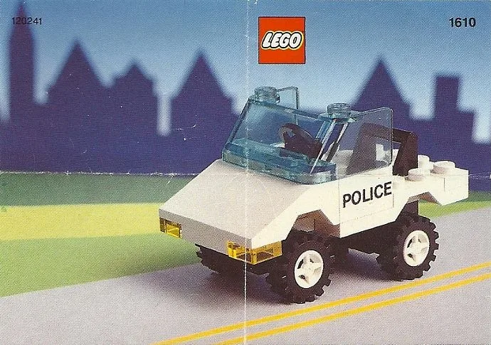 Машинка шириной в 4 штырька Police Car 1610, серия Town, 23 детали, 1991 год