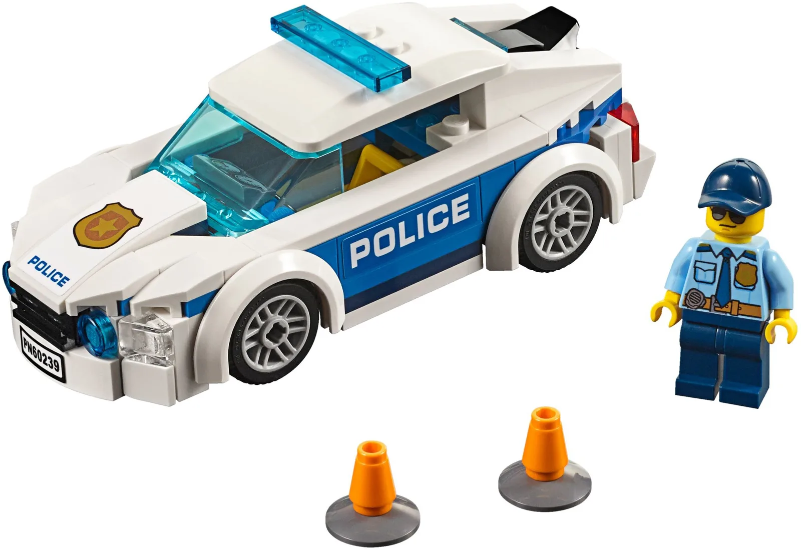 Машинка шириной в 6 штырьков Police Patrol Car 60239, серия City, 92 детали, 2019