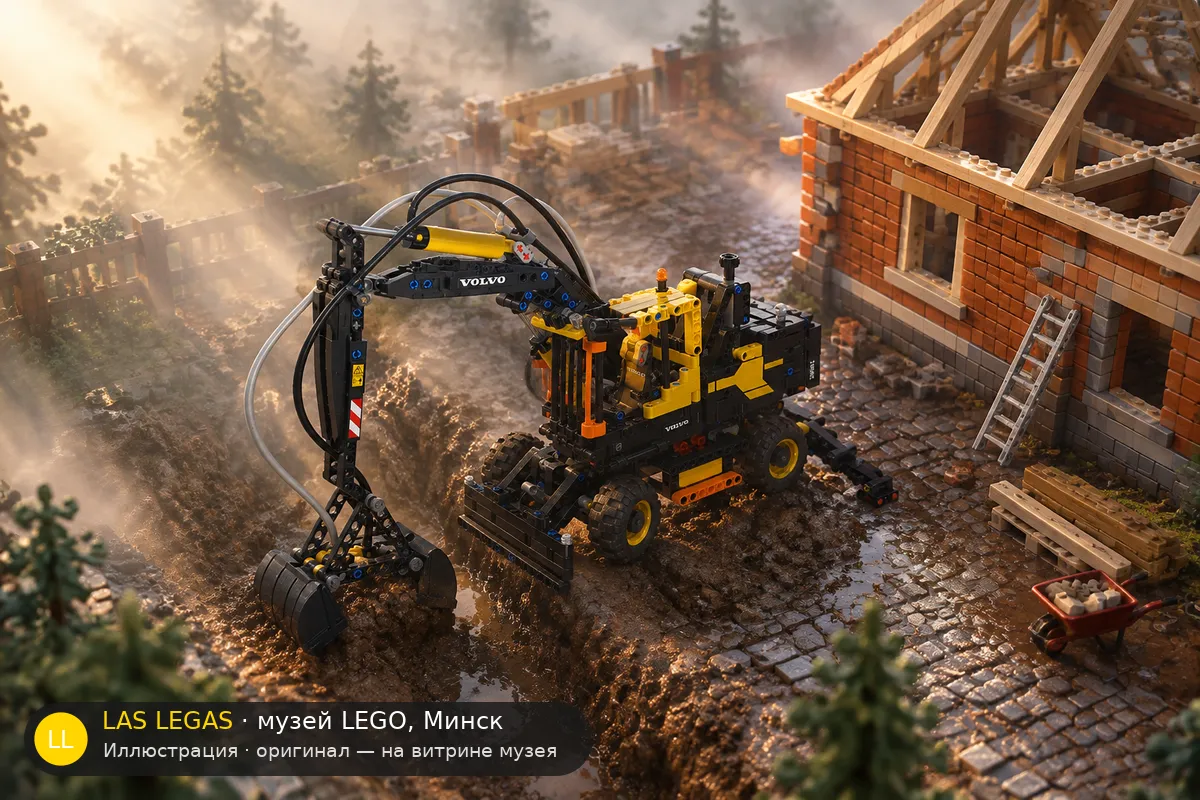 LEGO 42053 Volvo EW160E — экспонат музея Las Legas